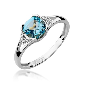 Inel Aur 9K cu Topaz Swiss 1.10 ct si Diamante Naturale 0.01 ct - Img 5