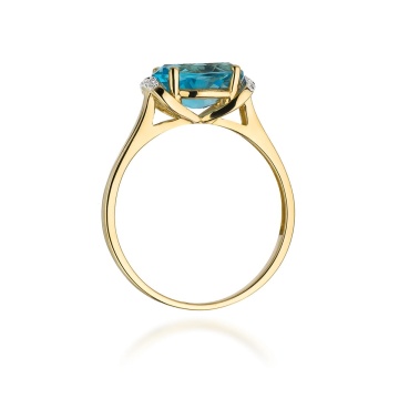 Inel Aur 9K cu Topaz Swiss 1.70 ct si Diamante Naturale 0.04 ct - Img 3