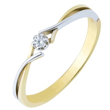 Inel Clasic Din Aur 14K În Două Culori Cu Zirconiu - Img 2