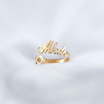 Inel cu infinit si nume din aur 14k - Img 4