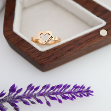 Inel cu inimioara personalizabila din aur 14k - Img 4