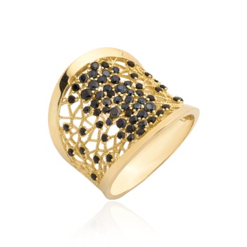 Inel din Aur cu Zirconi Negri - Aur 14k - Img 3