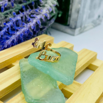 Inel personalizabil cu 2 nume din aur 14k - Img 2
