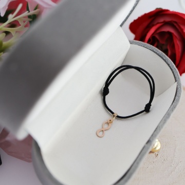 Inel snur reglabil si charm infinit din Aur 14k 585 - Img 4