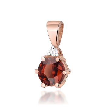 Pandantiv Aur 14K cu Granat 0.60 ct si Diamant Natural 0.01 ct - Img 4