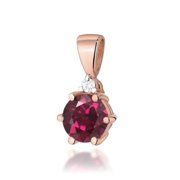 Pandantiv Aur 14K cu Rhodolite 0.60 ct si Diamant Natural 0.01 ct - Img 3