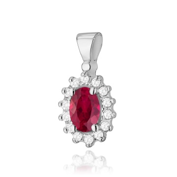 Pandantiv Aur 14K cu Rubin 0.60 ct si Diamante Naturale 0.12 ct - Img 3