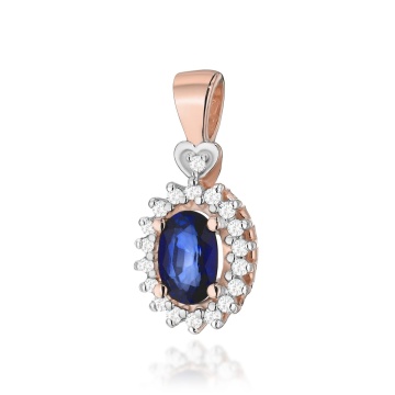 Pandantiv Aur 14K cu Safir 0.70 ct si Diamante Naturale 0.10 ct - Img 5