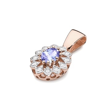 Pandantiv Aur 14K cu Tanzanit 0.40 ct si Diamante Naturale 0.10 ct - Img 4