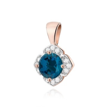 Pandantiv Aur 14K cu Topaz London Blue 0.50 ct si Diamante Naturale 0.06 ct - Img 4