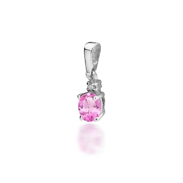 Pandantiv Aur 14K cu Topaz Roz 0.50 ct si Diamant Natural 0.01 ct - Img 4