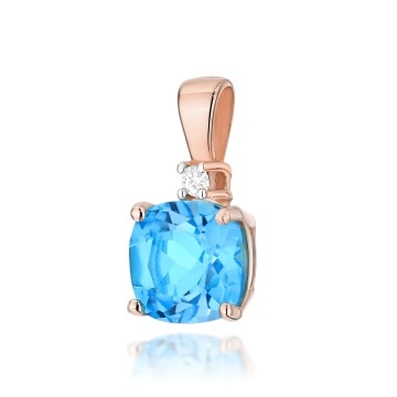 Pandantiv Aur 14K cu Topaz Swiss 1.10 ct si Diamant Natural 0.01 ct - Img 5