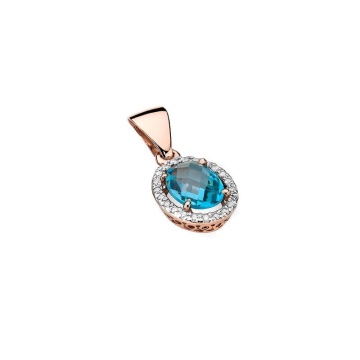 Pandantiv Aur 14K cu Topaz Swiss 1.70 ct si Diamante Naturale 0.11 ct - Img 4