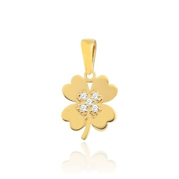 Pandantiv Aur 14k cu Trifoi si Zirconii Albe - Img 2