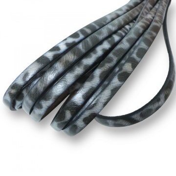 20CM Piele Naturala Italia - Leopard print gri-negru