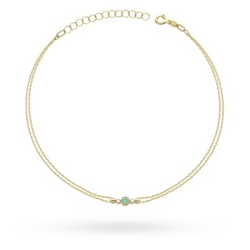 Bratara Aur 14K cu Smarald 0.15 ct si Diamante Naturale 0.03 ct