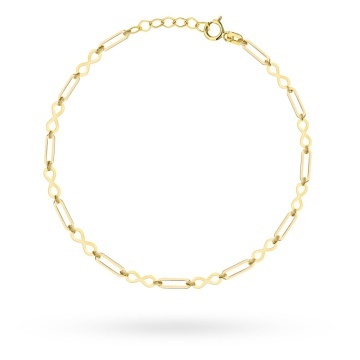 Brățară de Gleznă Aur 14K cu Zale Alungite și Semnele Infinitului