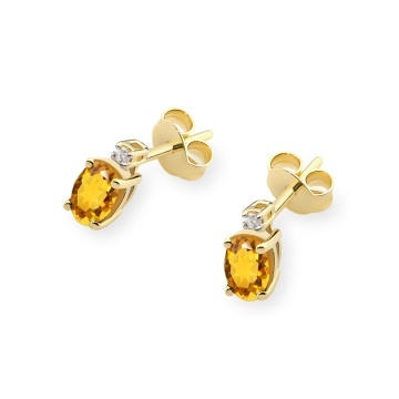 Cercei Aur 14K cu Citrin 0.60 ct si Diamante Naturale 0.03 ct - Img 2