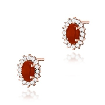 Cercei Aur 14K cu Coral 0.20 ct si Diamante Naturale 0.16 ct - Img 3