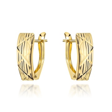 Cercei Aur 14K Cu Design Elegant și Finisaj Diamantat