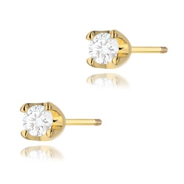 Cercei Aur 14K cu Diamant Natural 0.08 ct Filet cu Protectie
