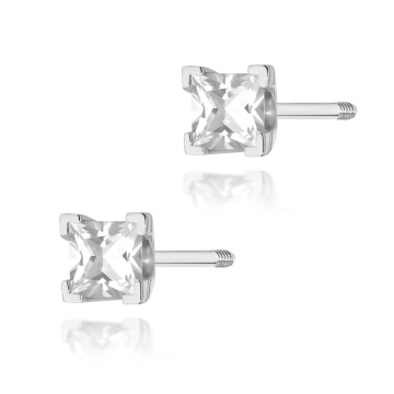 Cercei Aur 14K cu Diamant Natural 0.15 ct Filet cu Protectie - Img 3