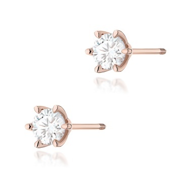 Cercei Aur 14K cu Diamant Natural 1.00 ct Filet cu Protectie - Img 4