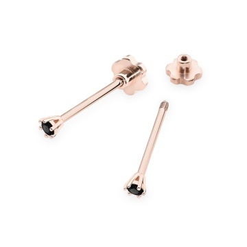 Cercei Aur 14K cu Diamant Natural Negru 0.04 ct Filet cu Protectie - Img 5