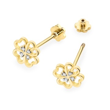 Cercei Aur 14K cu Diamante Naturale 0.04 ct Filet cu Protectie - Img 2