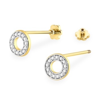 Cercei Aur 14K cu Diamante Naturale 0.13 ct Filet cu Protectie - Img 2
