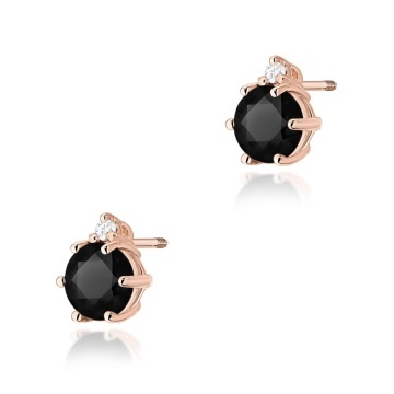 Cercei Aur 14K cu Diamante Naturale Albe si Negre 0.53 ct Filet cu Protectie - Img 3