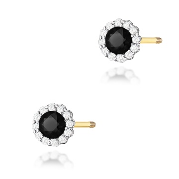Cercei Aur 14K cu Diamante Naturale Albe si Negre 0.71 ct Filet cu Protectie