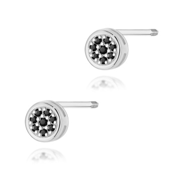 Cercei Aur 14K cu Diamante Naturale Negre 0.08 ct Filet cu Protectie - Img 5