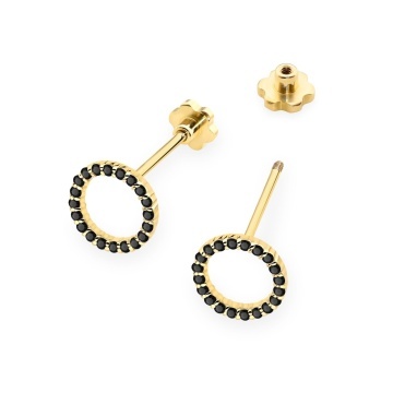 Cercei Aur 14K cu Diamante Naturale Negre 0.20 ct Filet cu Protectie - Img 2