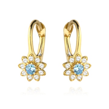 Cercei Aur 14k cu Floricele si Zirconii - Img 3