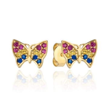 Cercei Aur 14k cu Fluturas si Zirconii Multicolore - Img 2
