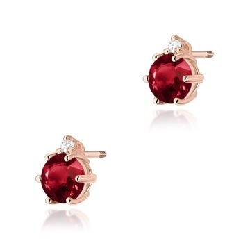 Cercei Aur 14K cu Granat 0.60 ct si Diamante Naturale 0.03 ct Filet cu Protectie - Img 3