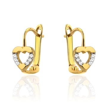 Cercei Aur 14k cu Inima si Zirconii Laterale - Img 3