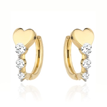 Cercei Aur 14k cu Inimioare si Zirconii Albe - Img 3