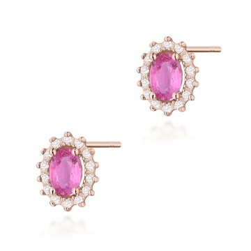 Cercei Aur 14K cu Pink Sapphire 0.50 ct si Diamante Naturale 0.24 ct - Img 7