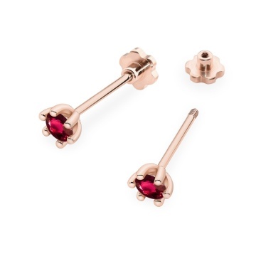 Cercei Aur 14K cu Rubin 0.15 ct Filet cu Protectie - Img 5
