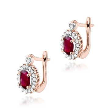 Cercei Aur 14K cu Rubin 0.60 ct si Diamante Naturale 0.19 ct - Img 5