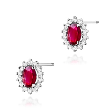 Cercei Aur 14K cu Rubin 0.60 ct si Diamante Naturale 0.24 ct Filet cu Protectie - Img 4