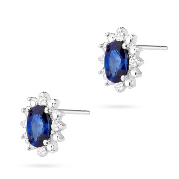 Cercei Aur 14K cu Safir 0.30 ct si Diamante Naturale 0.04 ct - Img 3