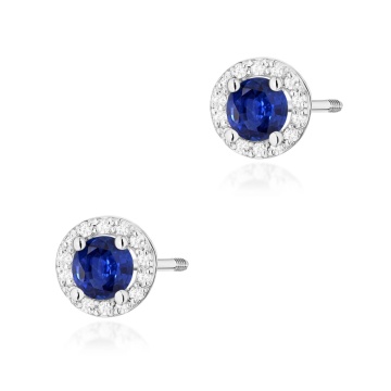 Cercei Aur 14K cu Safir 0.50 ct si Diamante Naturale 0.24 ct Filet cu Protectie - Img 7