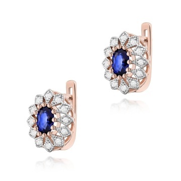 Cercei Aur 14K cu Safir 0.70 ct si Diamante Naturale 0.21 ct - Img 3