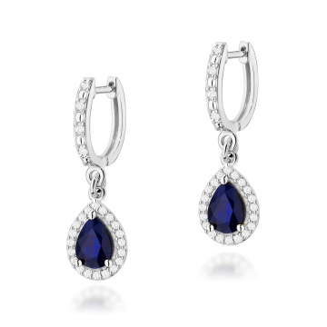 Cercei Aur 14K cu Safir 1.20 ct si Diamante Naturale 0.26 ct - Img 4