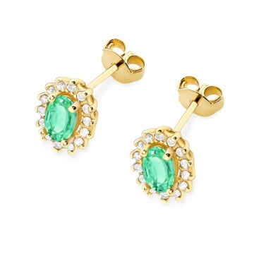 Cercei Aur 14K cu Smarald 0.40 ct si Diamante Naturale 0.24 ct - Img 2