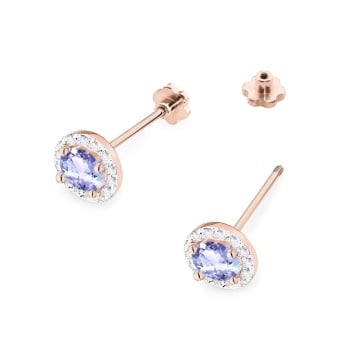 Cercei Aur 14K cu Tanzanit 0.50 ct si Diamante Naturale 0.24 ct Filet cu Protectie - Img 5