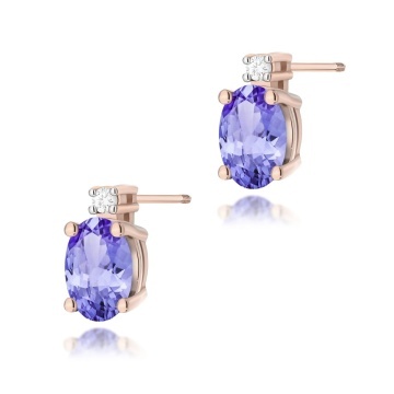 Cercei Aur 14K cu Tanzanit 0.70 ct si Diamante Naturale 0.03 ct Filet cu Protectie - Img 7